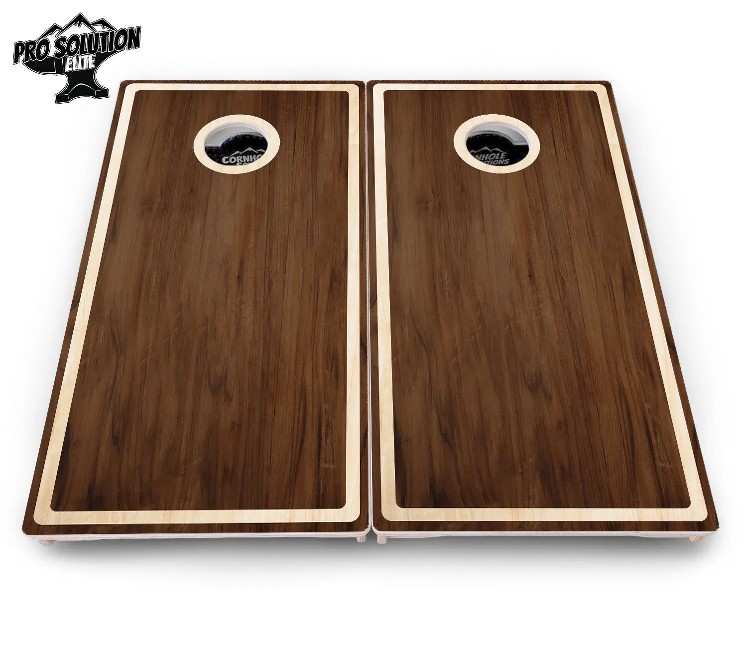 Dark Wood Natural Border Cornhole Boards - Pro Solution Elite Series Cornhole Solutions