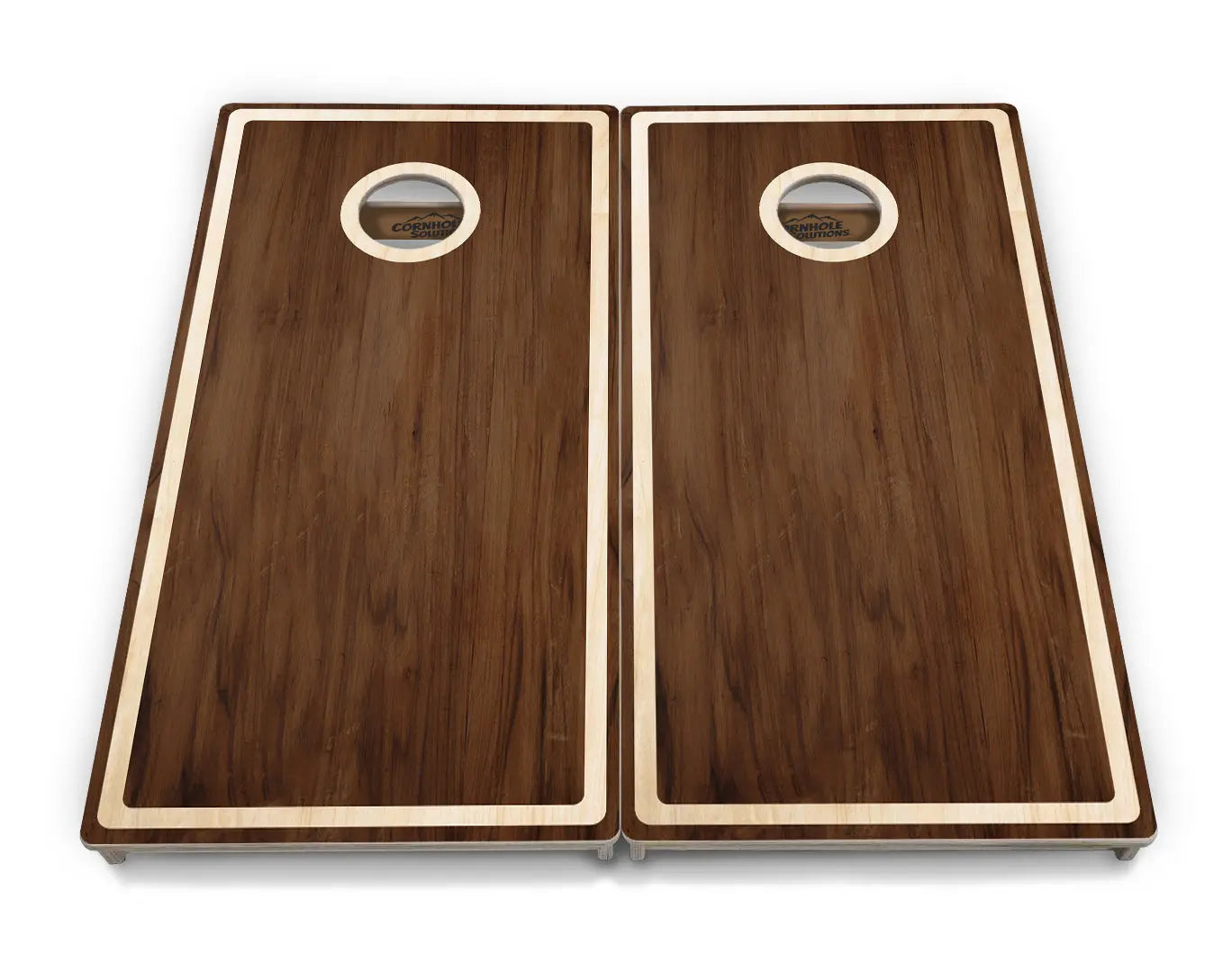 Dark Wood Natural Border Cornhole Boards - Professional Tournament Series