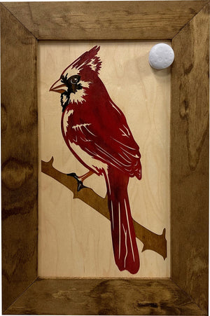 Red Cardinal Bird Gun Concealment Furniture - Handcrafted Hidden Gun Storage Wall Decor - Hidden Gun Shelf with Magnetic Lock for Quick Access