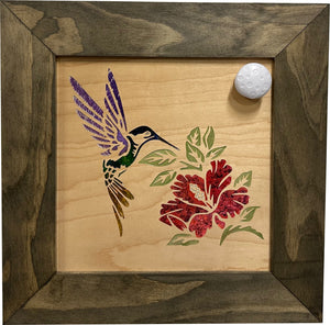 Decorative Wooden Gun Safe with Hummingbird and Hibiscus