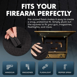 Gun Concealment Furniture - Deer Hunter Coat Rack Hidden Wall Safe with Hooks for Coats, Bags, & Hats - Quick Access Hidden Gun Storage - Wood Gun Cabinet with Secure Magnetic Lock