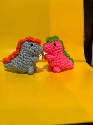 Handmade Crochet Dinosaur Keychains: Adorable Dino Keychain Accessories by Main Street Collective