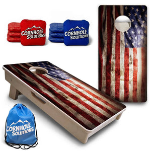 Distressed Old Glory - Mini or Vacation Size Cornhole Boards Cornhole Solutions