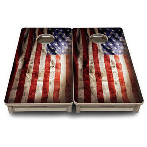 Distressed Old Glory - Mini or Vacation Size Cornhole Boards Cornhole Solutions
