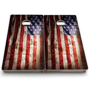 Distressed Old Glory - Mini or Vacation Size Cornhole Boards Cornhole Solutions