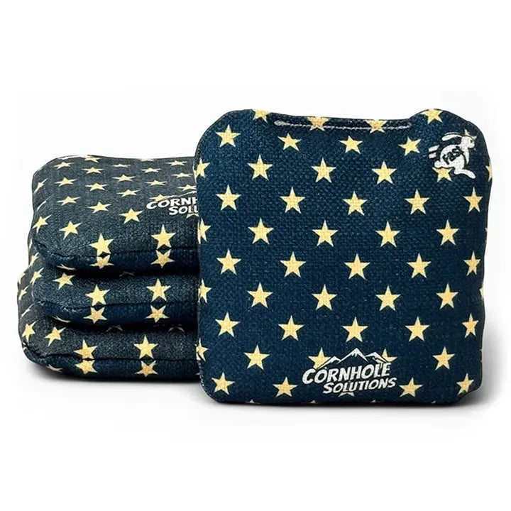 Distressed Stars/WTP - Pro Style REC Cornhole Bags – Regulation 6"x6" – Full Set of 8 Cornhole Solutions
