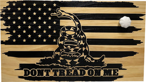 Dont Tread on Me Concealment Shelf - Quick Access Patriotic Hidden Gun Storage with Magnetic Lock - Safe & Secure Gun Concealment Furniture (Distressed)