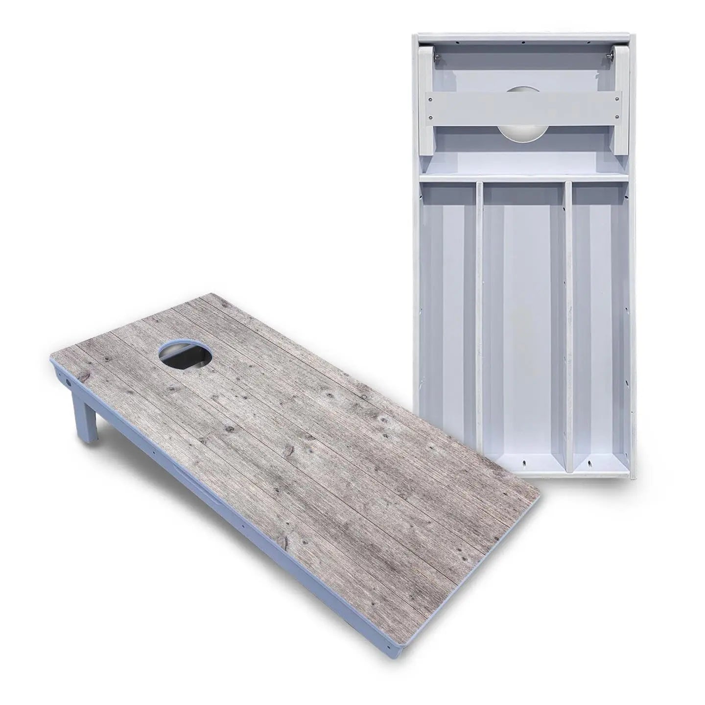 Driftwood Grey Stained Cornhole Boards - All Weather Series Cornhole Solutions