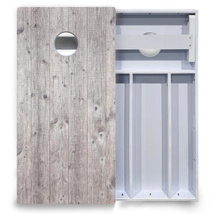 Driftwood Grey Stained Cornhole Boards - All Weather Series Cornhole Solutions