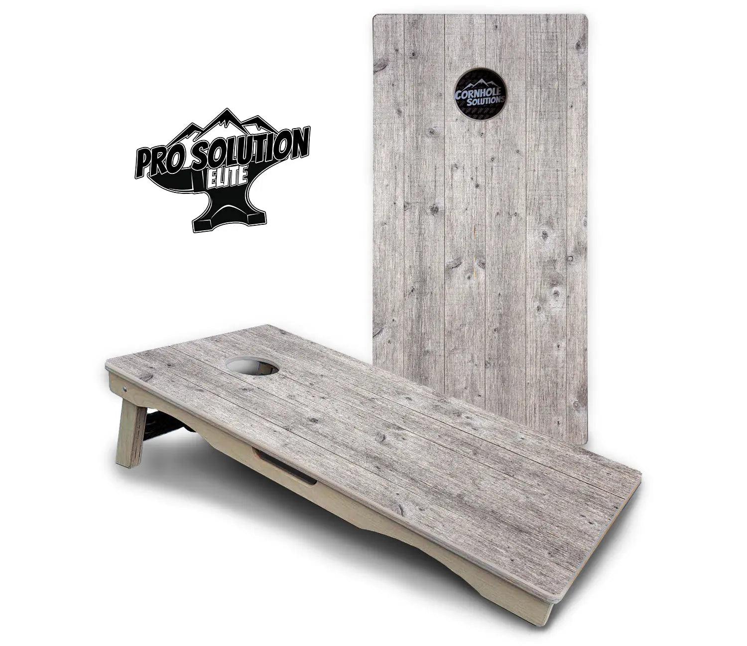 Driftwood Grey Stained Cornhole Boards - Pro Solution Elite Series Cornhole Solutions
