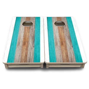 Driftwood Teal - Mini or Vacation Size Cornhole Boards Cornhole Solutions