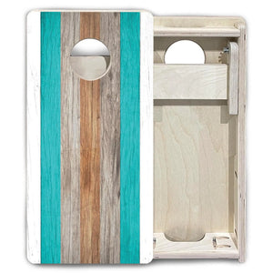 Driftwood Teal - Mini or Vacation Size Cornhole Boards Cornhole Solutions