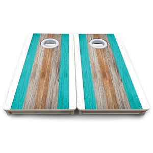 Driftwood Teal - Mini or Vacation Size Cornhole Boards Cornhole Solutions
