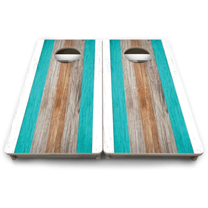 Driftwood Teal - Mini or Vacation Size Cornhole Boards Cornhole Solutions