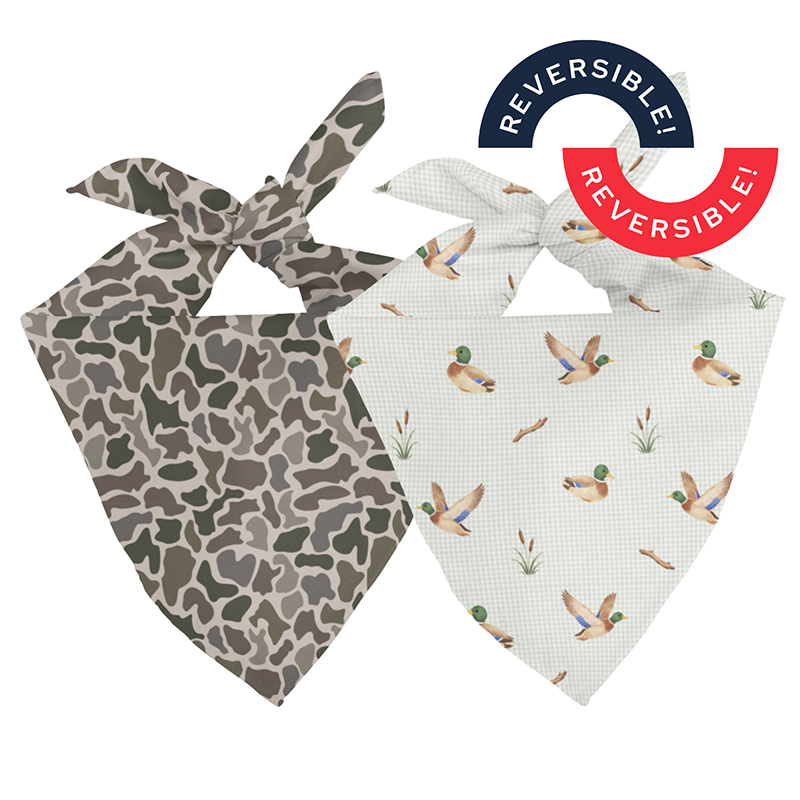 Duck & Camo Dog Bandana by Dog Bandana Co., reverse print product view