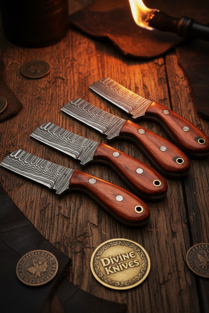 5-Piece Damascus Rosewood Mini Bull Cutter Set