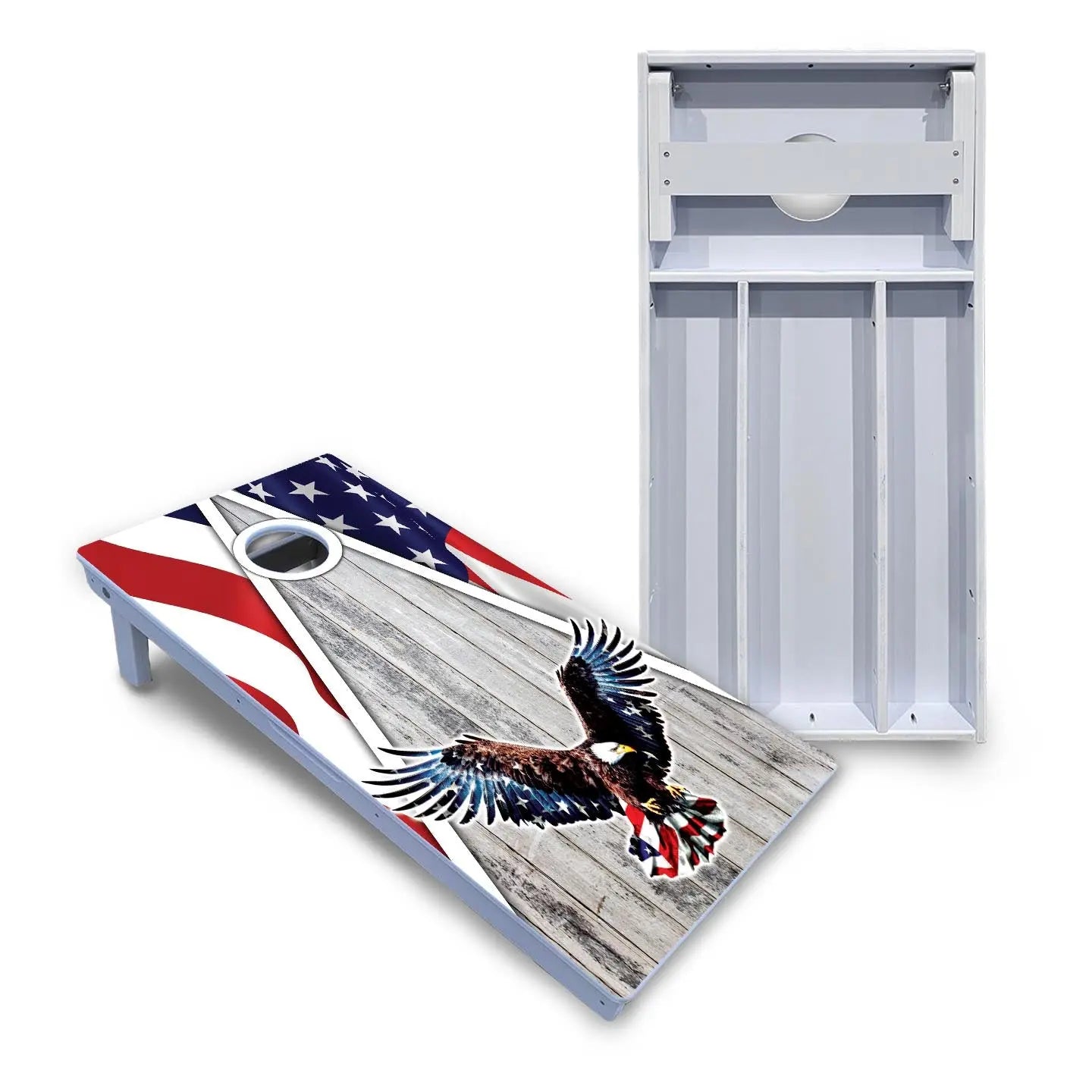 Eagle Triangle Whitewash Cornhole Boards - All Weather Series Cornhole Solutions