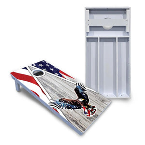 Eagle Triangle Whitewash Cornhole Boards - All Weather Series Cornhole Solutions