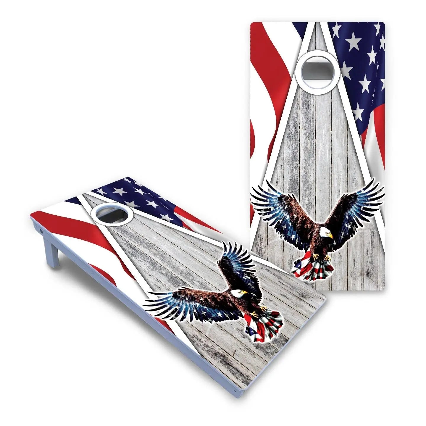Eagle Triangle Whitewash Cornhole Boards - All Weather Series Cornhole Solutions