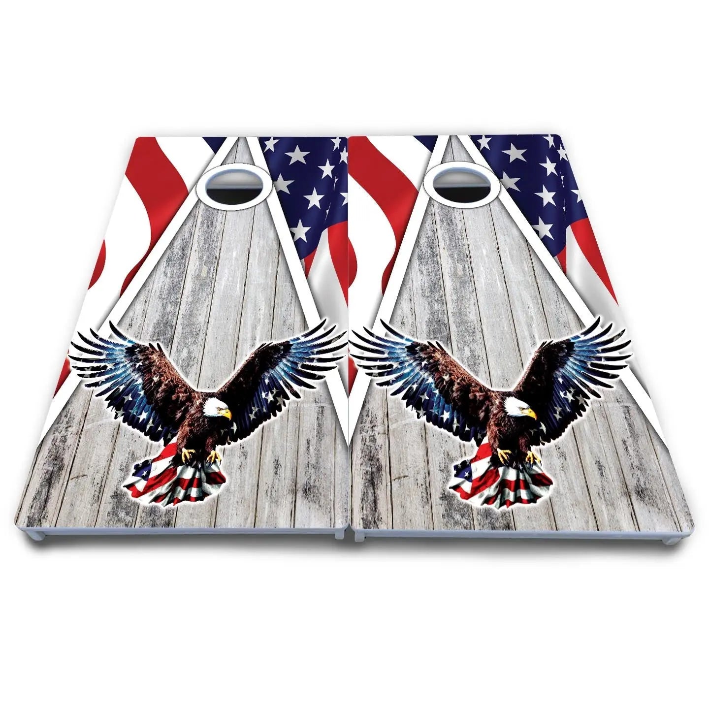 Eagle Triangle Whitewash Cornhole Boards - All Weather Series Cornhole Solutions