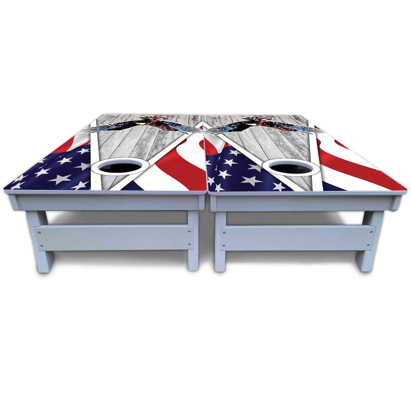 Eagle Triangle Whitewash Cornhole Boards - All Weather Series Cornhole Solutions