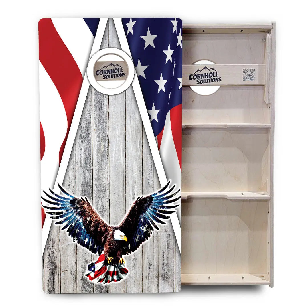 Eagle Triangle Whitewash Cornhole Boards - Professional Tournament Series Cornhole Solutions