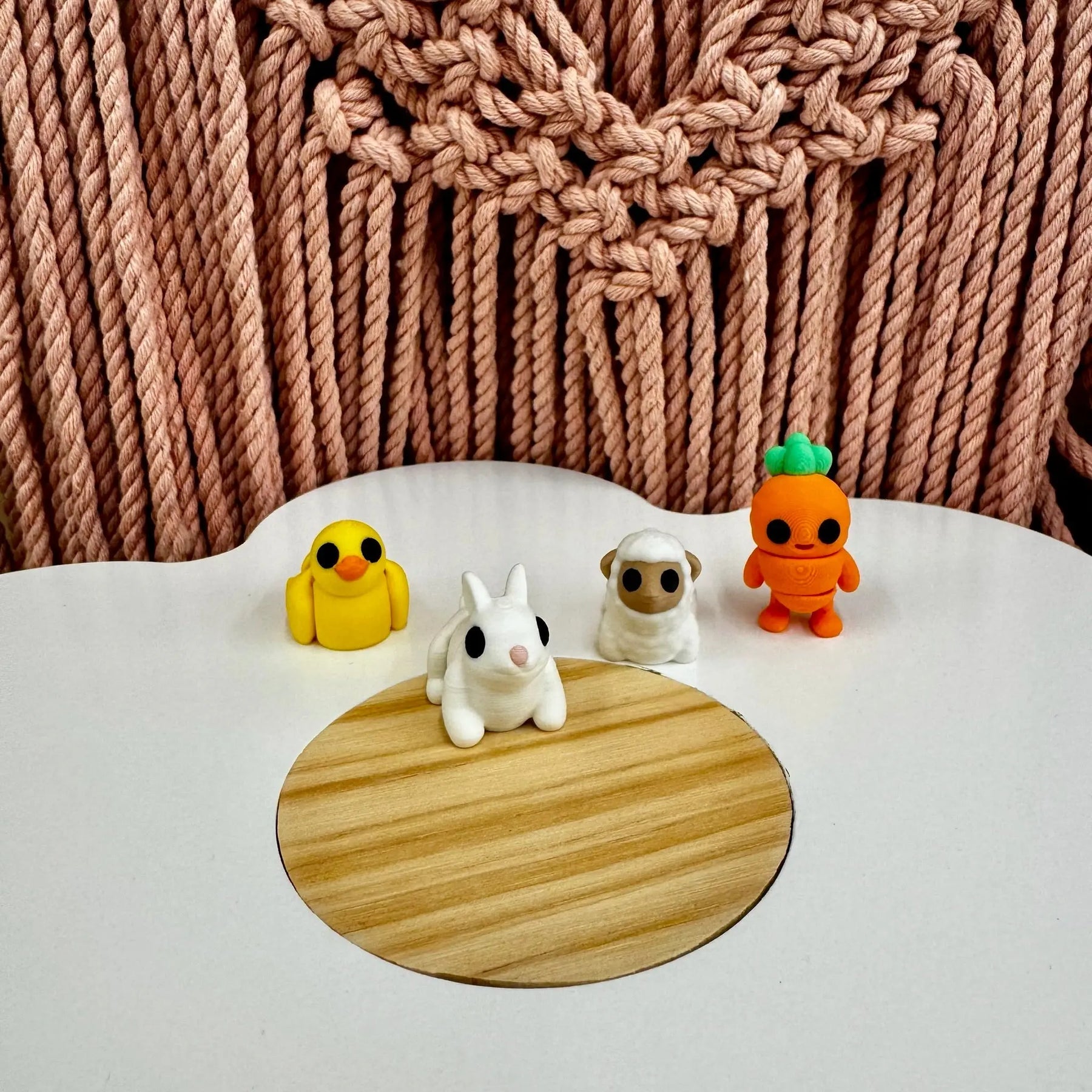 Easter Fidgets: 3D printed bunny, chick, sheep & carrot toys by Main Street Collective.