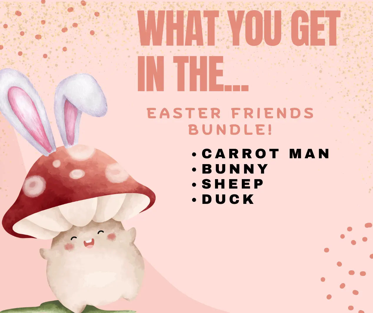 Easter Friends Bundle: Carrot Man, Bunny, Sheep, Duck. Cute Fidget Toys!