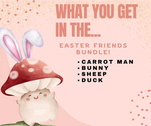 Easter Friends Bundle: Carrot Man, Bunny, Sheep, Duck. Cute Fidget Toys!