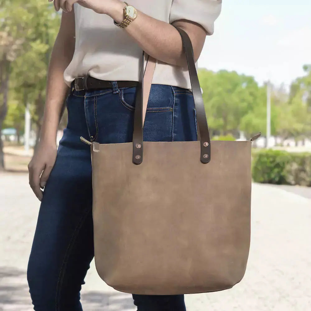 Eden SMALL Leather Tote Bag - Zippered Mission Mercantile Leather Goods