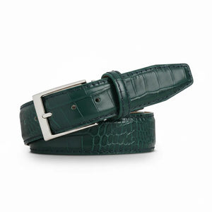 Roger Ximenez emerald custom leather belt with bespoke sizing options