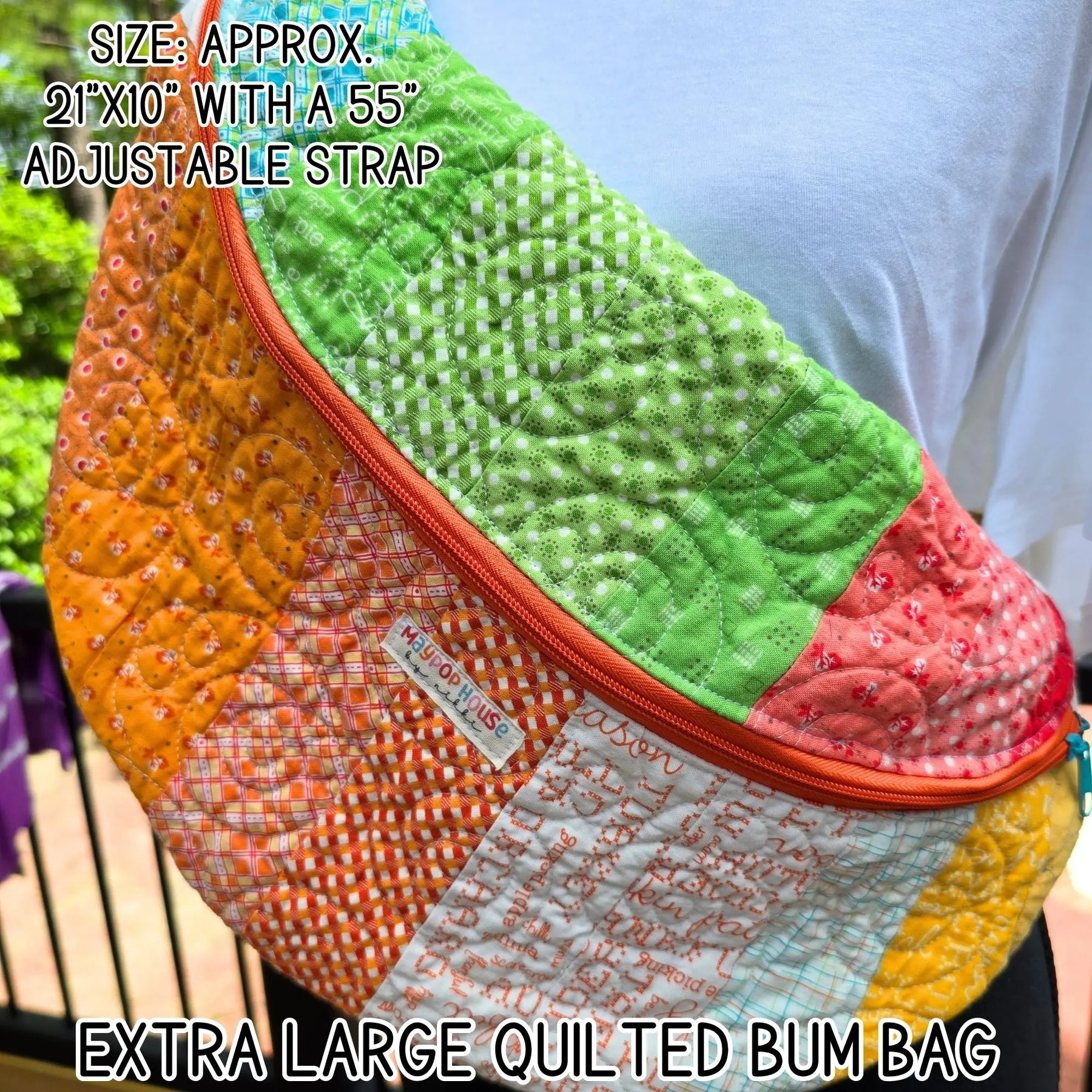 Extra Large Quilted Bum Bag, Patchwork Sling Bag, Upcycled Quilt Bag, Boho Crossbody Bag, Handmade Belt Bag, Hippie Fanny Pack Purse Maypop House Designs