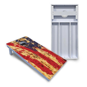 Faded Brush Burnt Flag Cornhole Boards - All Weather Series Cornhole Solutions
