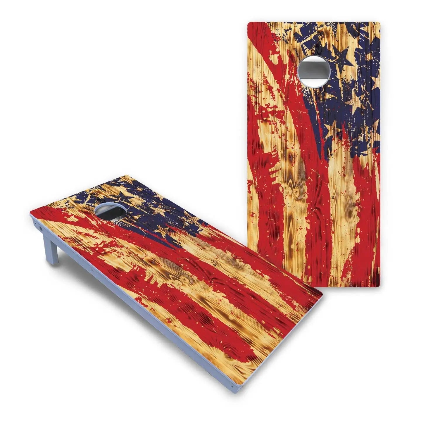 Faded Brush Burnt Flag Cornhole Boards - All Weather Series Cornhole Solutions