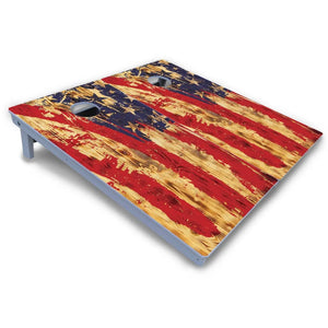 Faded Brush Burnt Flag Cornhole Boards - All Weather Series Cornhole Solutions