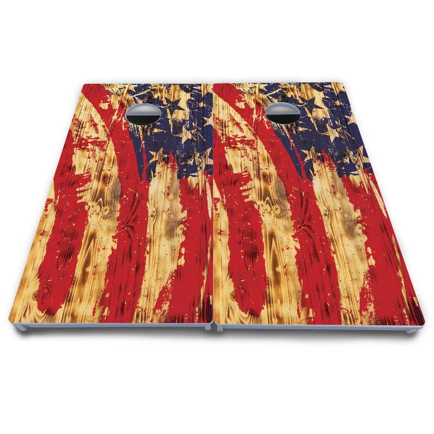 Faded Brush Burnt Flag Cornhole Boards - All Weather Series Cornhole Solutions