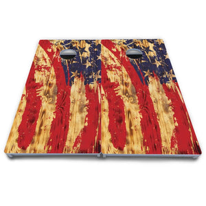 Faded Brush Burnt Flag Cornhole Boards - All Weather Series Cornhole Solutions