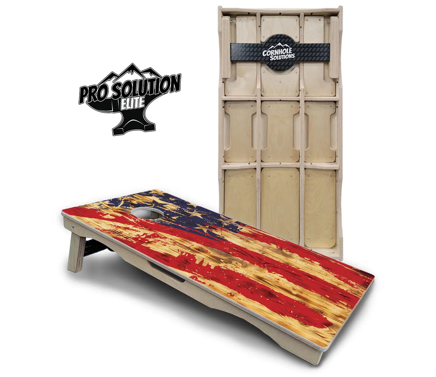 Faded Brush Burnt Flag Cornhole Boards - Pro Solution Elite Series Cornhole Solutions