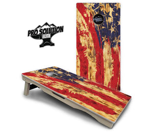 Faded Brush Burnt Flag Cornhole Boards - Pro Solution Elite Series Cornhole Solutions