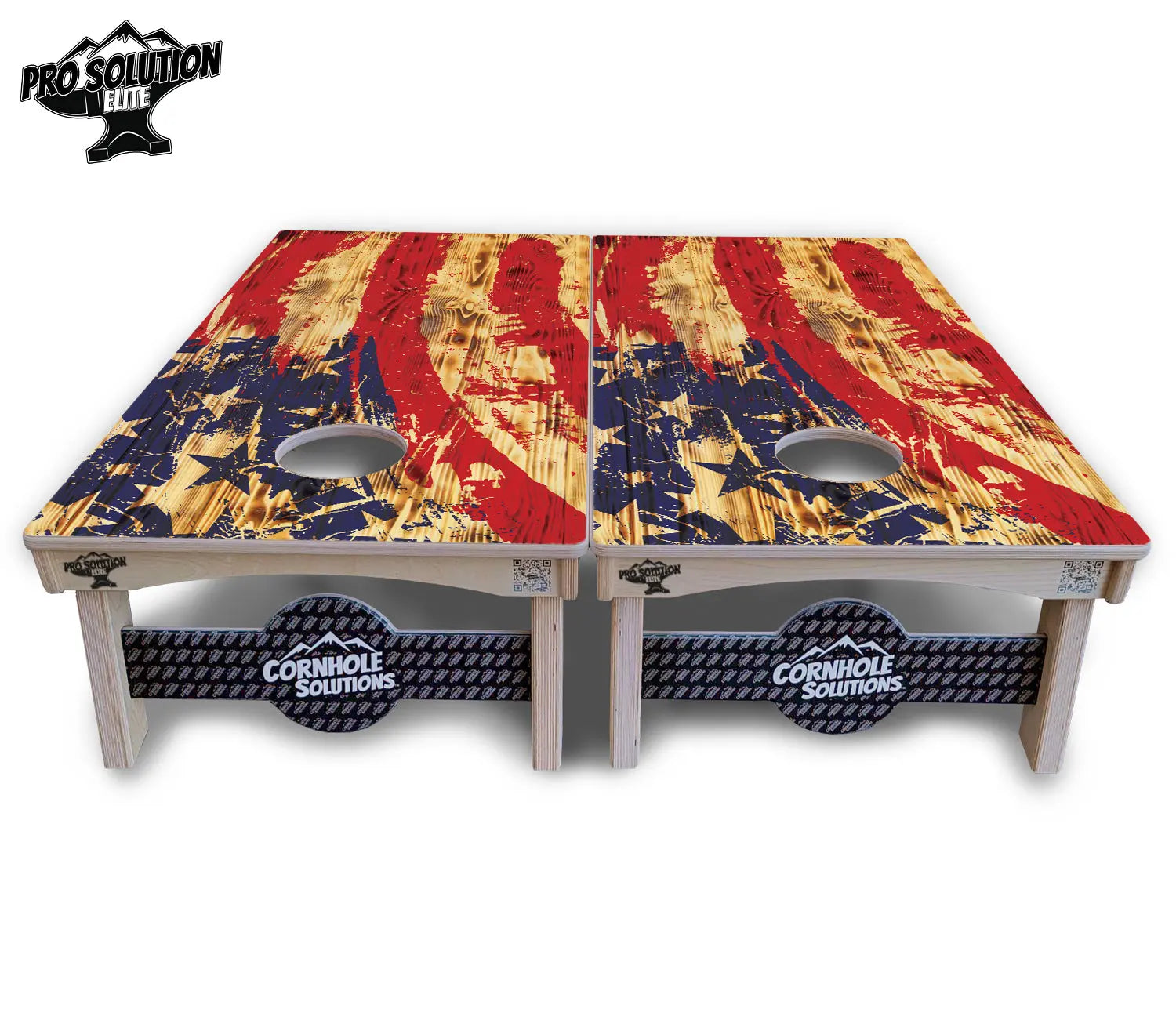 Faded Brush Burnt Flag Cornhole Boards - Pro Solution Elite Series Cornhole Solutions