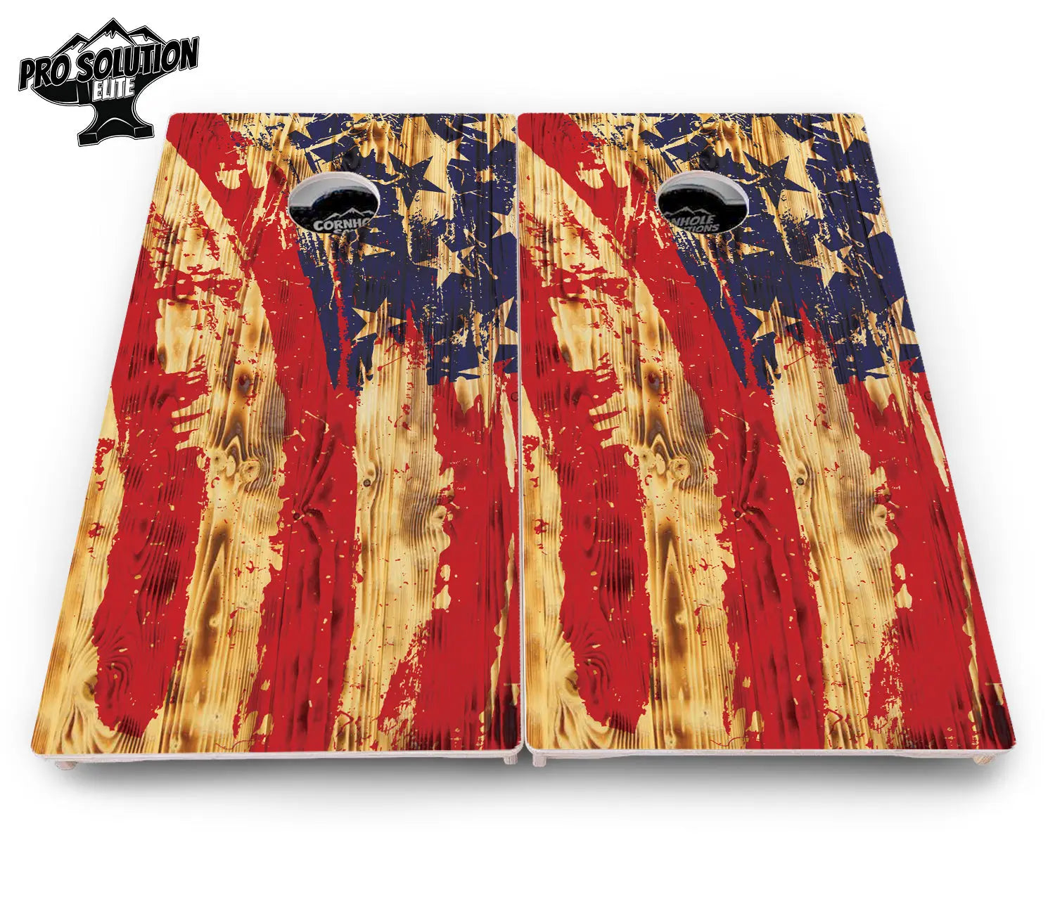 Faded Brush Burnt Flag Cornhole Boards - Pro Solution Elite Series Cornhole Solutions