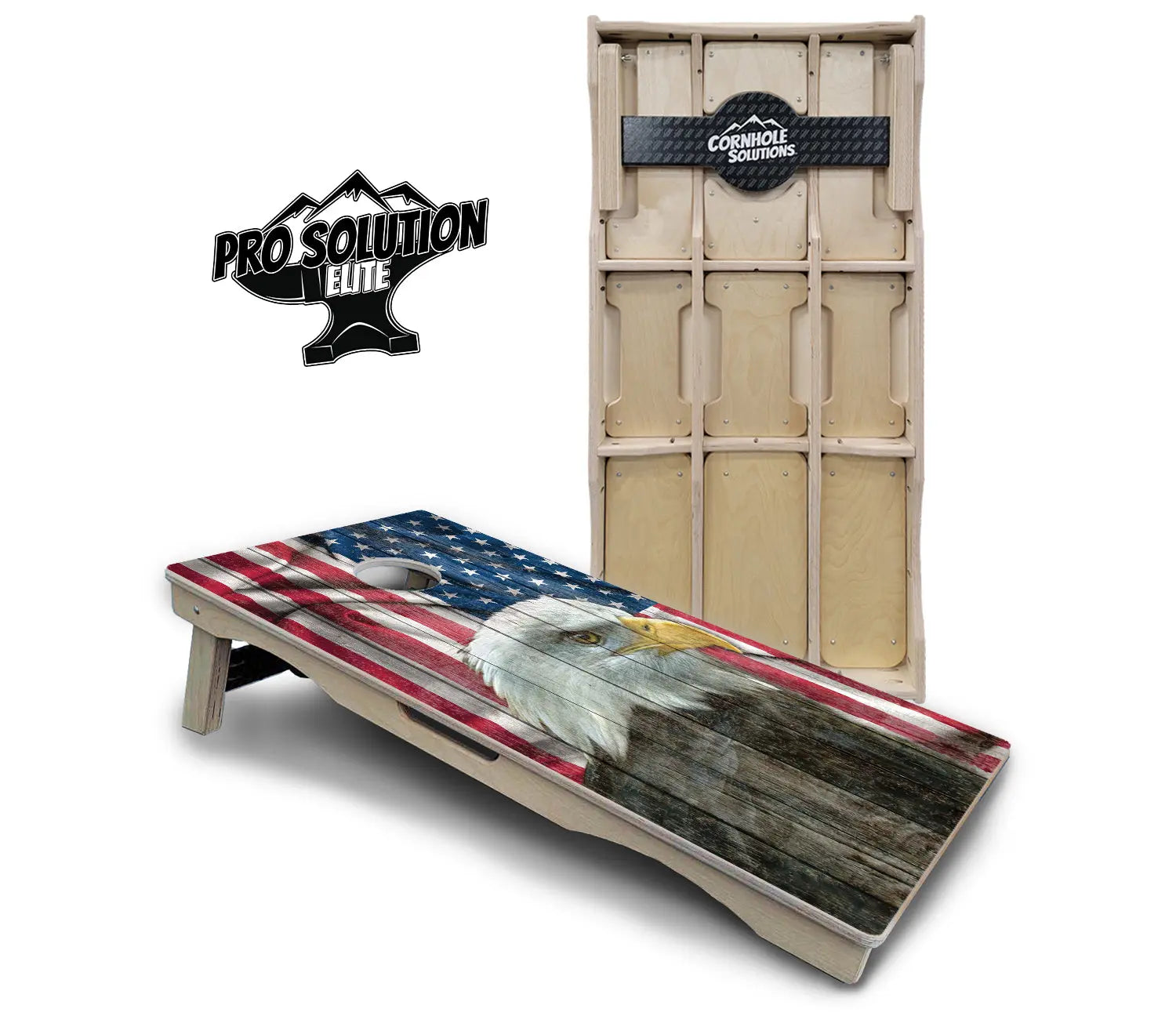 Faded Eagle Flag Cornhole Boards - Pro Solution Elite Series Cornhole Solutions