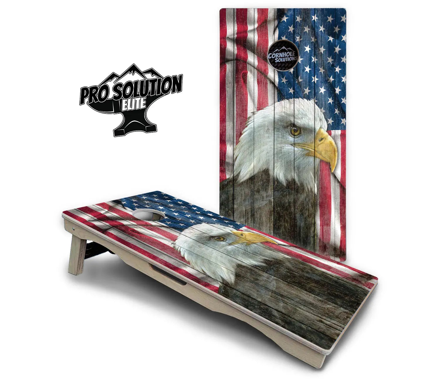 Faded Eagle Flag Cornhole Boards - Pro Solution Elite Series Cornhole Solutions