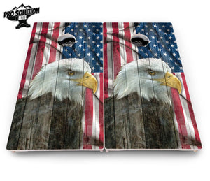 Faded Eagle Flag Cornhole Boards - Pro Solution Elite Series Cornhole Solutions