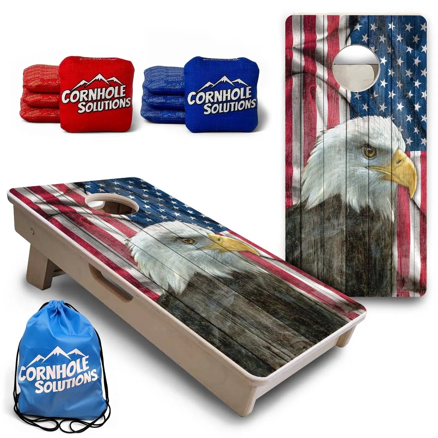 Faded Eagle Flag - Mini or Vacation Size Cornhole Boards Cornhole Solutions