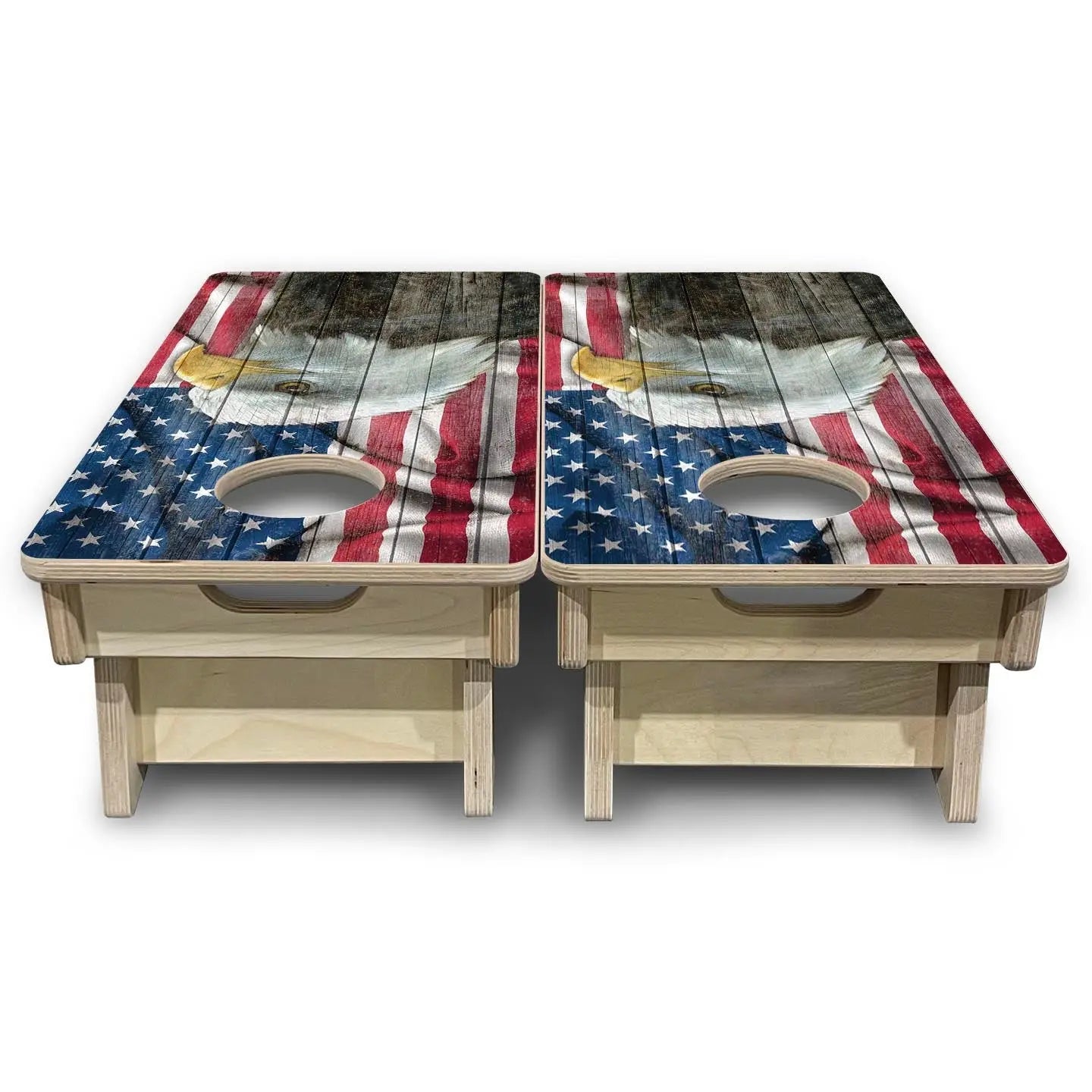 Faded Eagle Flag - Mini or Vacation Size Cornhole Boards Cornhole Solutions