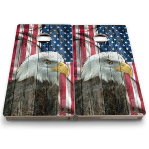 Faded Eagle Flag - Mini or Vacation Size Cornhole Boards Cornhole Solutions