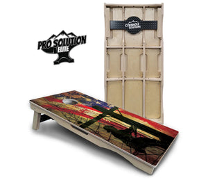 Faded Lineman Flag Cornhole Boards - Pro Solution Elite Series Cornhole Solutions