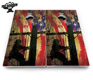 Faded Lineman Flag Cornhole Boards - Pro Solution Elite Series Cornhole Solutions