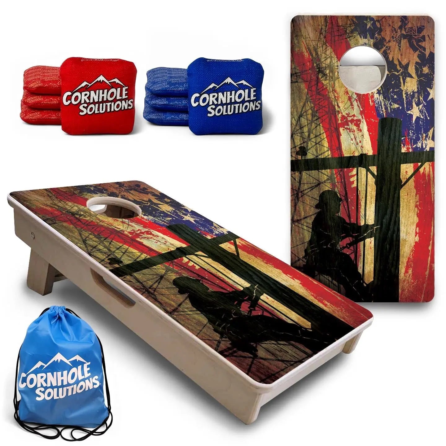 Faded Lineman Flag - Mini or Vacation Size Cornhole Boards Cornhole Solutions